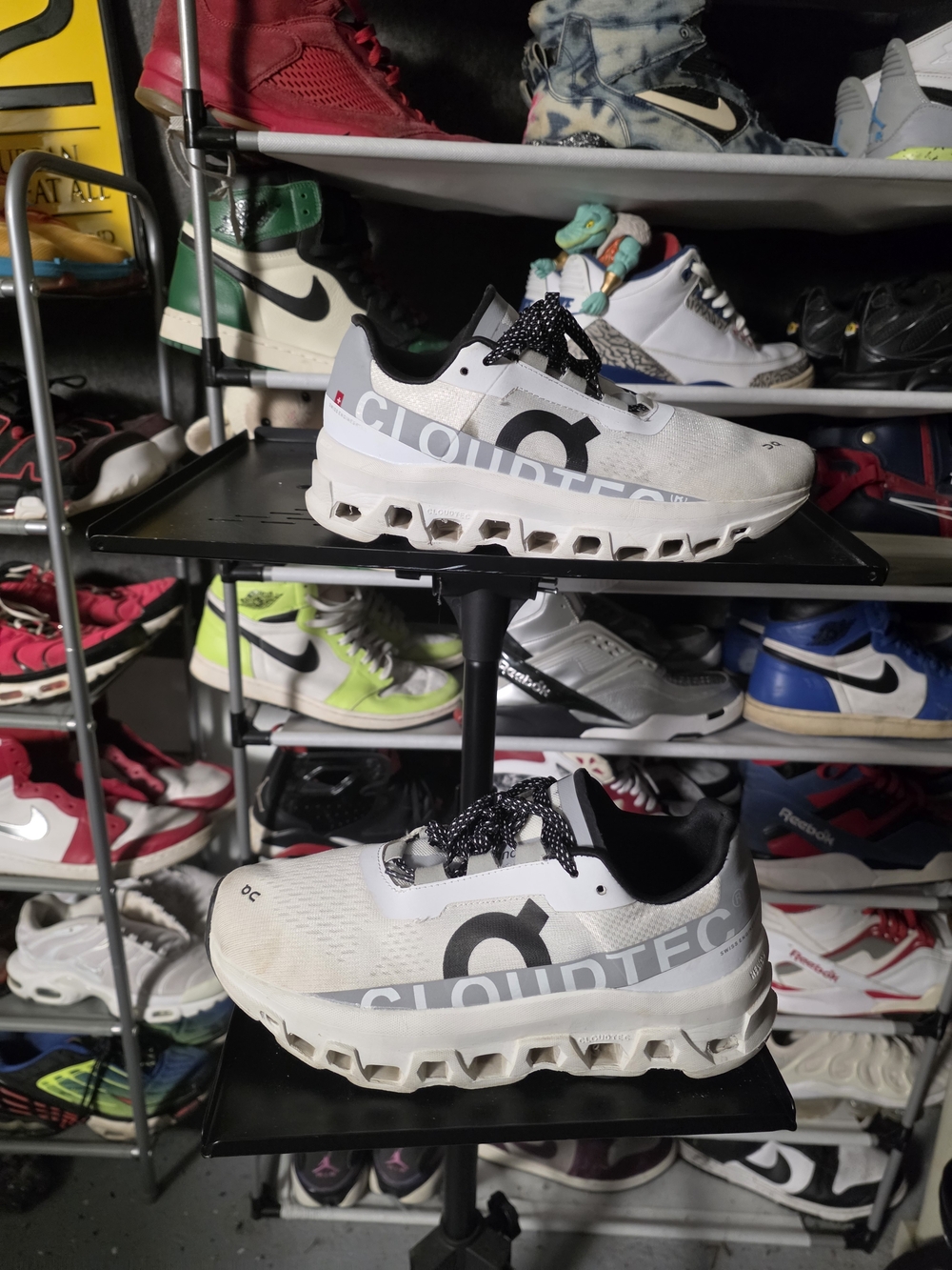 🔥 Women On Running CloudMonster Size 8 White Black CloudTec Athletic Sneakers